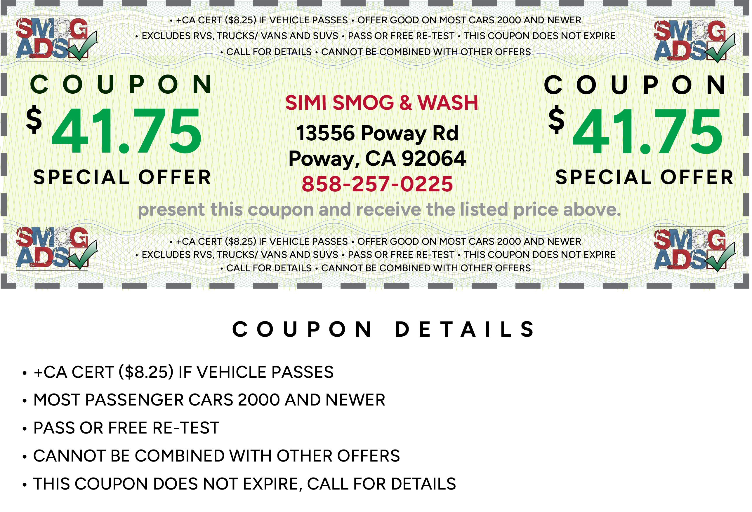 Smog check coupon - click to print